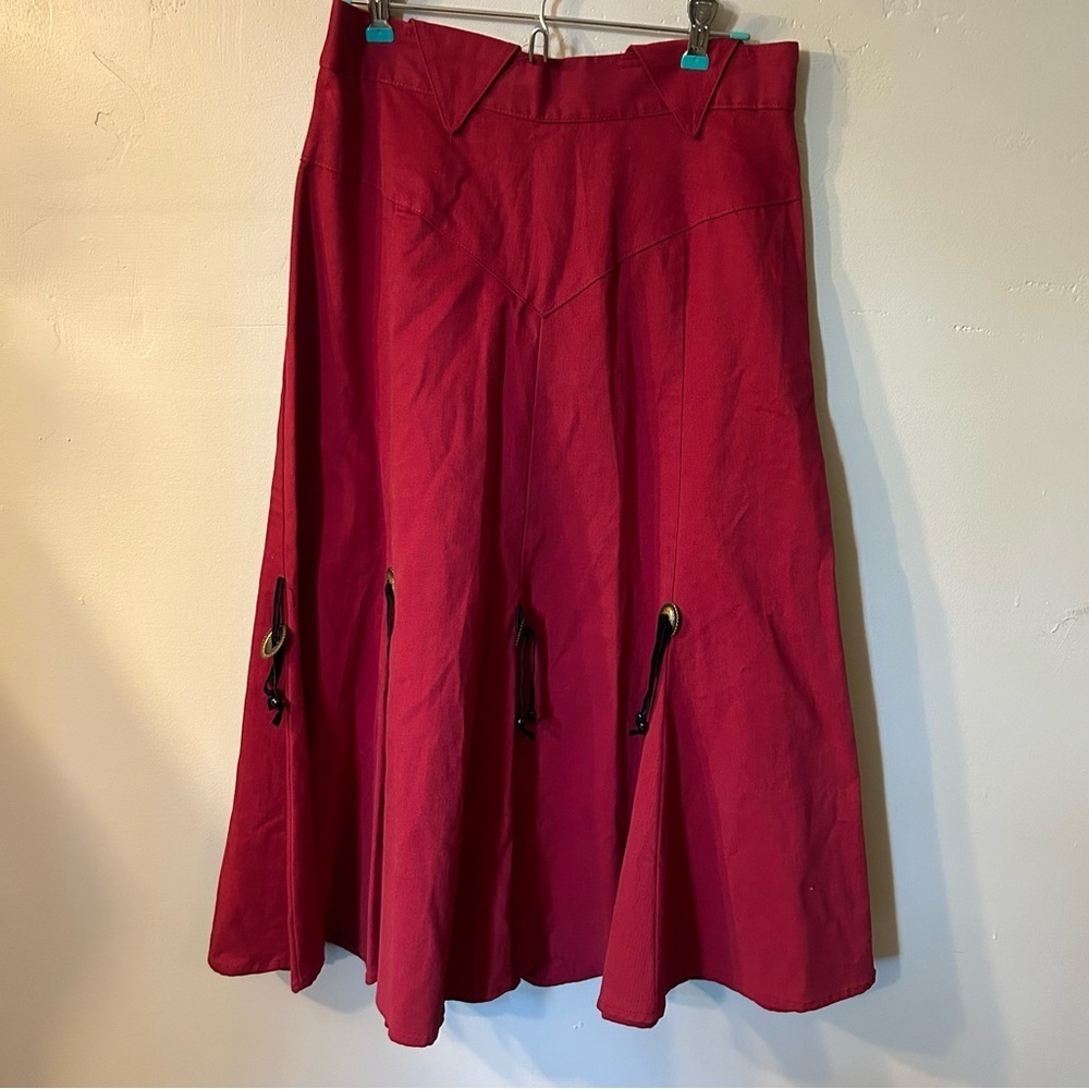 Vintage Circle T by Marilyn Lenox Western Square Dance Skirt Red Made in USA